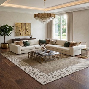 Earth Tone Abstract Area Rug <b>Brown</b> Beige <b>Wool</b> Rug Modern Hand Tufted Carpet Contemporary Livingroom Bedroom Decorative Floor Rug - Product Image 3
