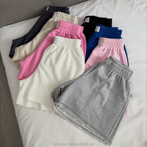 Shorts de yoga décontractés en coton respirant de haute qualité pour femmes, style streetwear, délavage acide, personnalisables OEM - Product Image 1