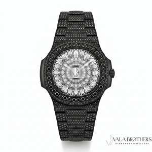 <b>Black</b> Iced Square Roman Dial Men's Luxury Cartoon Sport <b>Watch</b> Moissanite Sapphire Crystal 29mm Quartz Movement Water Resistant - Product Image 1