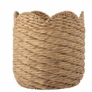 Natural Water Hyacinth Woven Basket Handmade Storage Organizer with Scalloped Edge for Toys <b>Blankets</b> Laundry Home Decor - Product Image 2