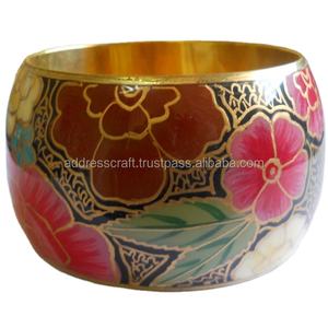 Artisanal Multi-Colour Enamel Printed Napkin <b>Rings</b> Handcrafted <b>Metal</b> Brass Wedding Table Decor <b>for</b> Parties Wholesale Giftware - Product Image 2