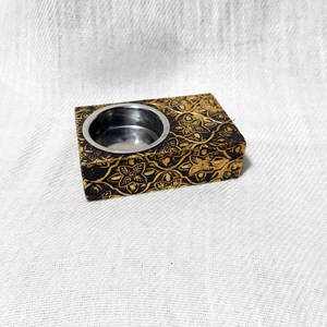 Quemador de incienso Bakhoor con revestimiento metálico de diseño recién llegado, quemador de incienso Mubkhar con revestimiento metálico MDF, Mubkhar metálico a precio de mayorista - Product Image 1