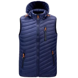 Gilet sans manches coupe-vent décontracté pour homme, avec poches, design uni, bleu, nouvelle collection, offre spéciale - Product Image 3