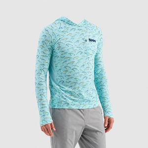 Sweat-shirt de pêche unisexe SHH, bleu clair, imprimé poisson, séchage rapide, UPF 50, manches longues, chemise d'extérieur, 100% polyester - Product Image 5