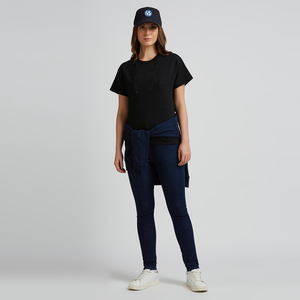 Heavyweight Solid Color Casual Streetwear Wholesale Polyester/Cotton Women's T-Shirt Custom DTF Printed Logo <b>Appliques</b> Summer - Product Image 6