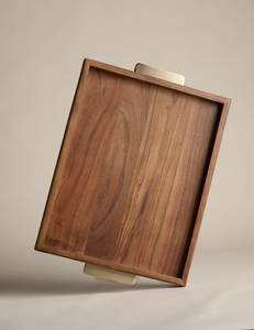 American Style Handmade Acacia Wood Storage Serving Tray Modern Luxury Design Dishwasher Safe <b>Mirrored</b> Finish Kitchenware Home - Product Image 1