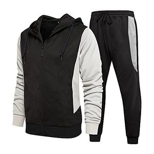 Chándal para hombre con chaqueta con cremallera diseñado con tela de algodón mezclado de alta calidad que ofrece comodidad y estilo para entrenamientos en el gimnasio y correr. - Product Image 3