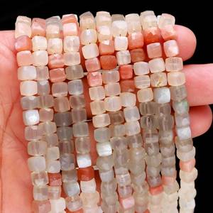 Cuentas de piedra lunar natural multicolor en forma de caja, hebras de gemas de 6 mm a 9 mm, cuentas sueltas para la fabricación de pulseras y joyería, venta al por mayor. - Product Image 1
