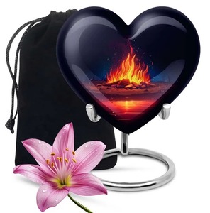 Urna de corazón de mamut de alta calidad-Urna conmemorativa y de honorario para cenizas de adultos con soporte y bolsa de terciopelo gratis - Product Image 5