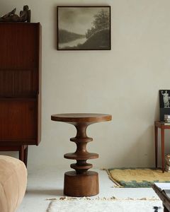 Mesa Auxiliar de Madera Estilo Bohemio, Perfecta para Interiores Artísticos, con Textura de Madera Natural, Sensación Cálida y Estilo Relajado - Product Image 5