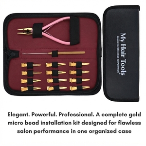 Kit d'outils portables en acier inoxydable de qualité chirurgicale pour extensions capillaires à micro-anneaux, comprenant des pinces à sertir pour anneaux nano à 2 trous et un crochet de sectionnement - Product Image 3