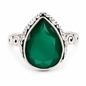 925 Sterling Silver Natural Green Onyx Cocktail <b>Ring</b> Handmade Trendy Fashion Gemstone <b>Statement</b> <b>Ring</b> Fine Jewelry Wholesale - Product Image 1