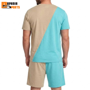 Two-Tone Color Breathable <b>Knitted</b> Fabric T-shirt Shorts <b>Set</b> for Men Casual Summer Wear with Custom Sizes Quick Dry Anti-pilling - Product Image 5