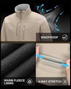 Veste Softshell Imperméable pour Hommes, Doublure en Polaire Chaude, Coupe-Vent Léger, Softshell pour Voyages, Randonnée, Golf - Product Image 4