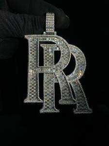 Custom <b>Letter</b> Moissanite Pendant 925 Sterling Silver Rose <b>Gold</b> Plated Emerald Cut Charm Religious Hip Hop Style for Party Gift - Product Image 1