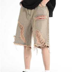 <b>Men</b> Drawstring Acid Wash Distressed <b>Shorts</b> Street Wear <b>Quick</b> <b>Dry</b> Breathable French Terry Cotton Vintage Acid Wash <b>Shorts</b> - Product Image 6