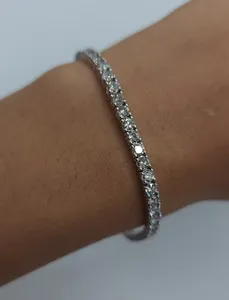 Pulsera de tenis vintage para mujer TISHYA DIAMOND con diamante cultivado en laboratorio de corte redondo de 5 quilates, oro blanco de 14k, E F VS1 - Product Image 3