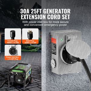 Kit Scatola di Ingresso Alimentazione Generatore 30 Amp con Cavo di Prolunga Elettrica RV da 25 FT NEMA L14-30P/L14-30R STW 10 AWG - Product Image 6