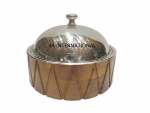 Casserole en bois avec couvercle en acier inoxydable, chauffe-plat rond isolé, design chinois traditionnel, pot isotherme - Product Image 5