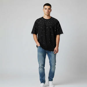 Camisetas de hombre personalizadas de alta calidad, cómodas, extragrandes, estilo vintage descolorido, con lavado ácido, desgastadas y con efecto de piedras por todas partes. - Product Image 1