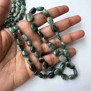 Perles ovales lisses en émeraude naturelle, perles de pierres précieuses en émeraude verte, pour la fabrication de bijoux - Product Image 2