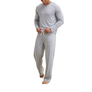 Casual Otoño Invierno 100% algodón Pijama de los hombres logotipo impreso personalizado de punto camiseta pantalón manga larga completa con pantalón EXPORTACIÓN DE BD - Product Image 6