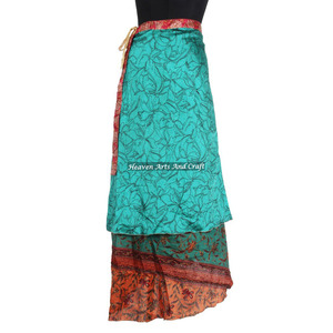 Designer Print Wrap Long <b>Skirt</b> <b>Boho</b> Stylish Multi Color Summer Wear Comfortable Fashion <b>Boho</b> Hippie Free Size Gypsy Women Ladies - Product Image 1