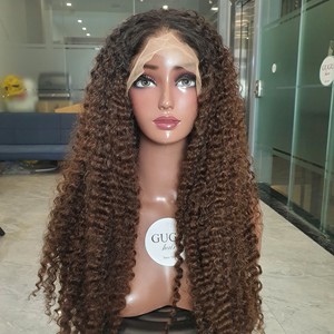 Pelucas frontales de encaje con cabello virgen vietnamita rizado birmano 1B/30 marrón, cutícula alineada y cabello de bebé - Product Image 1