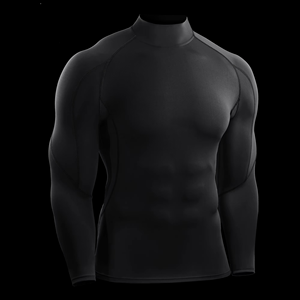Camiseta de compresión de cuello alto para hombre, de manga larga, elástica, para gimnasio, running, capa base, personalizada para fitness - Product Image 2