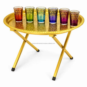 Bandeja de Té Dorada Casablanca, Plegable, de Acero Inoxidable, Mesa Tradicional para Sala de Estar - Product Image 1