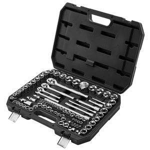 Set di chiavi a bussola da 86 pezzi con attacco da 3/8, 1/4, 1/2 pollici, metrico e SAE, kit di attrezzi industriali per meccanici con cricchetto - Product Image 1