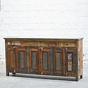 Recycled Wood Antique <b>Rustic</b> <b>Sideboard</b> Cabinet with Shaker Doors and Storage for Living Room Bedroom - Product Image 1