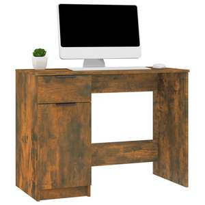 Bureau d'ordinateur en bois d'ingénierie de chêne fumé de 39,4 x 19,7 po, design élégant et stylé - Product Image 4
