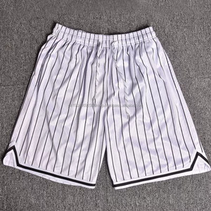 Pantalones cortos de gimnasio XS personalizados de alta calidad para hombre, ropa deportiva estampada de entrenamiento de secado rápido de baloncesto de malla de poliéster a rayas - Product Image 2