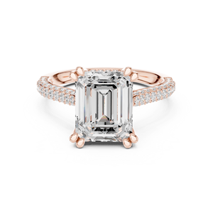 Anillo de Oro Sólido de 14K con Diamante Cultivado en Laboratorio de Corte Esmeralda de 4 CT, Color E, VS1, Diseño Único para Anillos de Compromiso, Boda y Aniversario - Product Image 5