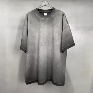 Camiseta de Hombre 100% Algodón, Nueva Colección Primavera-Verano, Estilo Retro Casual, Transpirable, 275g, Teñido Inverso, Deshilachado, Lavado - Product Image 3