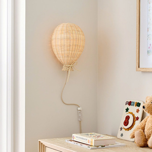 Natural High Quality Handcrafted Rattan Balloon Wall Sconce Lamp <b>Plug</b>-<b>in</b> Night <b>Light</b> Suitable For Nursery & Kids Room - Product Image 5