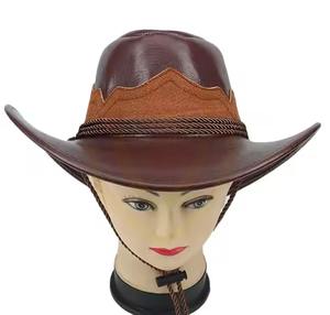 Sombreros de Vaquero de Cuero Unisex de Primera Calidad, Talla Ajustable, Personalizados, Casuales, para las Cuatro Estaciones, Sombreros de Vaquero de Cuero para Exteriores - Product Image 1