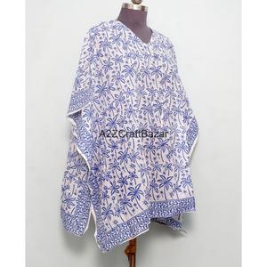 Vestido Kaftán Corto Ecológico de Algodón con Estampado Floral Indio y Cuello en V para Mamás - Ropa de Playa, Ropa de Dormir, Informal - Product Image 3