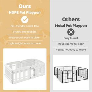 Recinto per Animali Domestici in HDPE Bianco, Design a 6 Pannelli, Porta 18"x18.5", Peso Netto 21.5 Libbre, Stili Esagonali/Rettangolari/a Forma di Casa per Viaggi e Giardino - Product Image 4