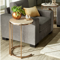 Table d'appoint réglable en acier avec plateau en marbre, design moderne, durable pour hôpital, bureau, salon