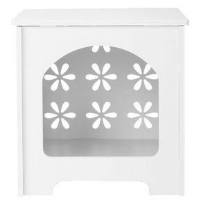 Tavolino Moderno Bianco per Interni ed Esterni con Apertura ad Arco e Design Floreale con Vano Portaoggetti - Product Image 1
