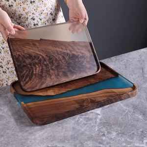 Bandeja de Servir de Resina y Madera de Diseño Lujoso, Duradera, Hecha a Mano, Apta para Lavavajillas, Moderna, para Fiestas, Desayunos, Calidad de Exportación - Product Image 6