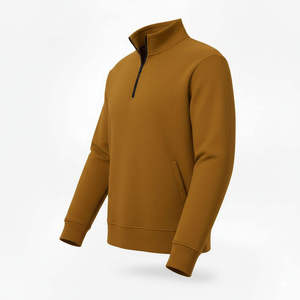 Sweat-shirts personnalisés pour hommes à col roulé et demi-zip, en tissu 100% coton, grande taille, épaules tombantes, sweat-shirt vierge à quart de zip pour hommes - Product Image 4