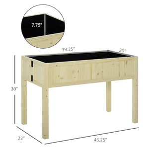 Fioriera Rettangolare da Giardino in Legno Pieghevole con Foro di Drenaggio 45.25FT X 22FT X 30FT per Hotel - Product Image 3