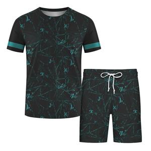Conjunto Deportivo de Verano Ligero de Camiseta y Pantalones Cortos de Secado Rápido con Estampado de Mármol Abstracto |   Proveedor de Trajes Deportivos Transpirables - Product Image 3