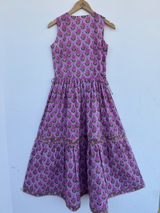 Lavender Floral Block Print Sleeveless Tiered Cotton Maxi Dress Button-up Sweet Breathable Breastfeed Friendly Women's <b>Summer</b> - Product Image 4