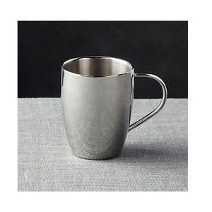 Tazas de café de acero inoxidable de pared simple, elegantes, con acabado pulido espejo y mate. - Product Image 5