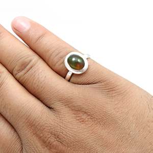 Exquisite Natural Oval Cut Black <b>Opal</b> Gemstone <b>Ring</b> Made From 925 Sterling Silver Classic Bohemian Design Wholesale Jewelry - Product Image 5