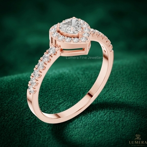 Bague en forme de cœur micro-pavée étincelante avec zircon CZ plaqué or rose pour femme, idéale pour mariage et fiançailles - Product Image 4